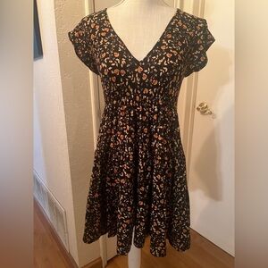 Urban Outfitters Black and Orange Floral Mini Dress